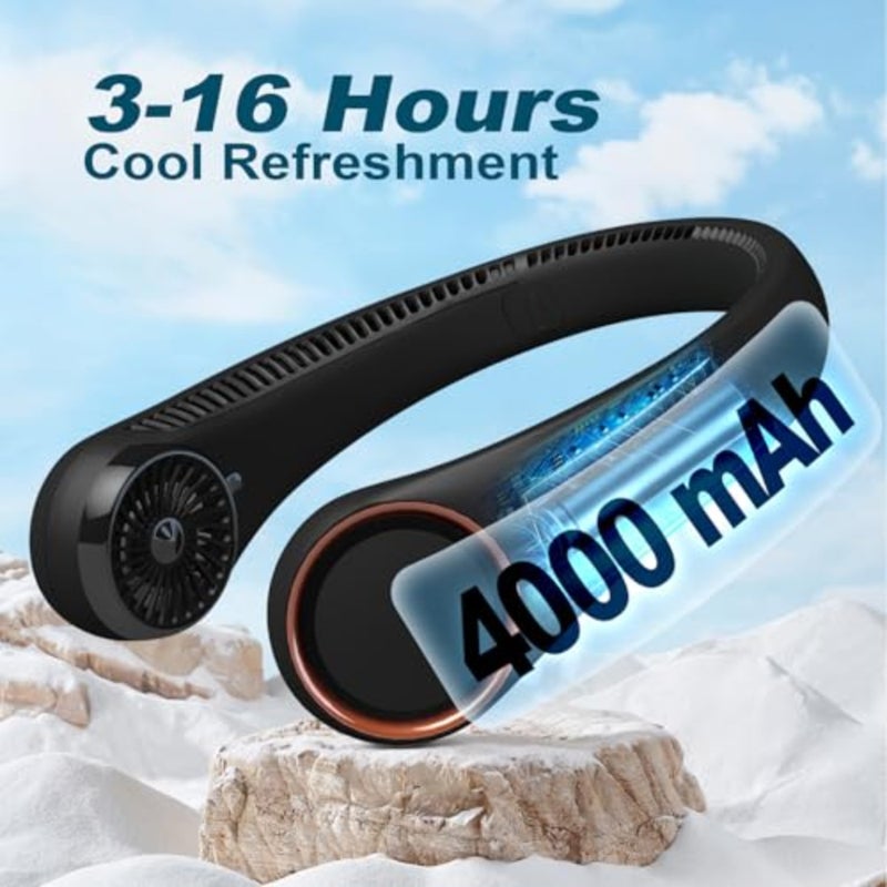 Neck Fan: Portable Personal Neck Cooling Rechargeable Bladeless Fan - Hands Free 3 Speed 4000 mAh Battery USB Operated Wearable Headphone Design - Gift for Men Women Outdoor - Image 5