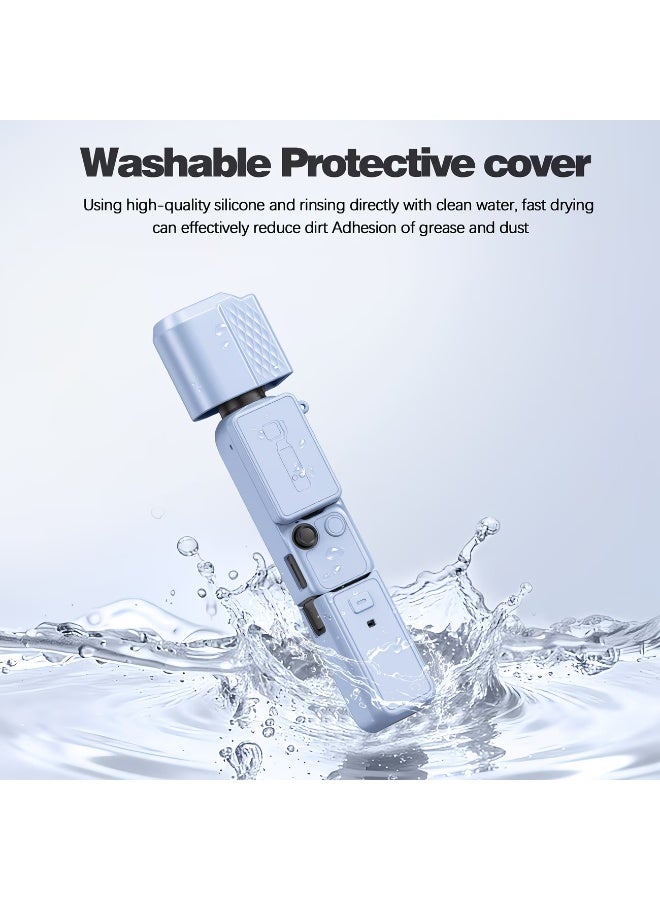 FUDIYA For DJI Osmo Pocket 4, soft silicone protective cover with scratch-resistant case for the camera, washable cover suitable for pocket camera accessory, protective cover compatible with DJI Osmo Pocket 4 (blue) - Image 4