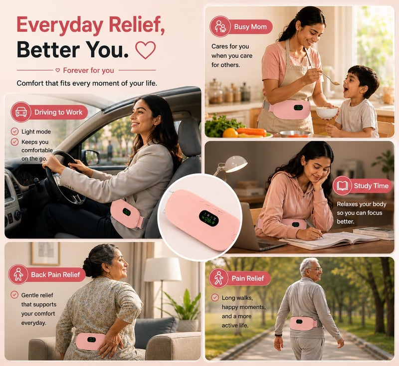 HUMAIZAR Period Cramp Relief Massager for Women – Portable Heating & Vibration Menstrual Pain Relief Device for Abdomen & Lower Back - Image 4