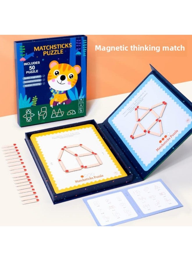 Children's Educational Toys Intelligence Olympiad Thinking Matchstick Teaching Aids Mathematical Logic Concentration Training Direct Sales-Color:TWS Magnetic Thinking Match [Upgrade 60 Question Cards]]  - Image 2