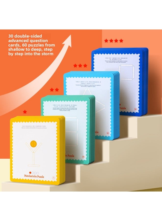 Children's Educational Toys Intelligence Olympiad Thinking Matchstick Teaching Aids Mathematical Logic Concentration Training Direct Sales-Color:TWS Magnetic Thinking Match [Upgrade 60 Question Cards]]  - Image 3