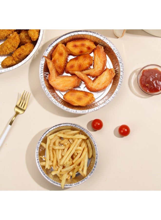 Special Paper For Air Fryer Thickened Round Deep Aluminum Baking Tray Tin Paper Tray Baking Aluminum Foil Paper For Household Use In Bulk Without Lid-Color:Silver White-Specifications: 7-inch Deep Aluminum Foil Plate 1 In Bulk - Image 5
