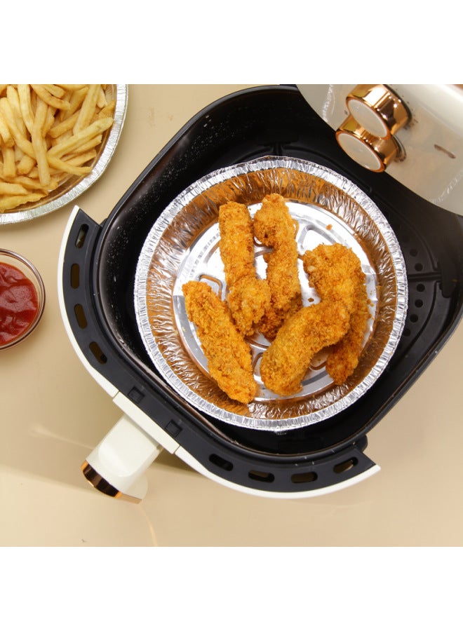 Special Paper For Air Fryer Thickened Round Deep Aluminum Baking Tray Tin Paper Tray Baking Aluminum Foil Paper For Household Use In Bulk Without Lid-Color:Silver White-Specifications: 7-inch Deep Aluminum Foil Plate 1 In Bulk - Image 3