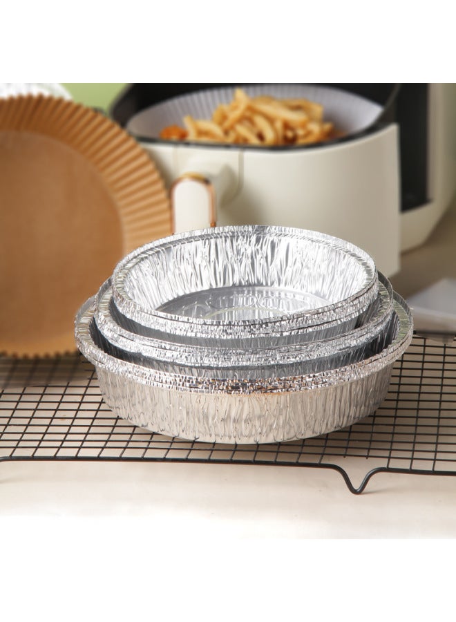 Special Paper For Air Fryer Thickened Round Deep Aluminum Baking Tray Tin Paper Tray Baking Aluminum Foil Paper For Household Use In Bulk Without Lid-Color:Silver White-Specifications: 7-inch Deep Aluminum Foil Plate 1 In Bulk - Image 2