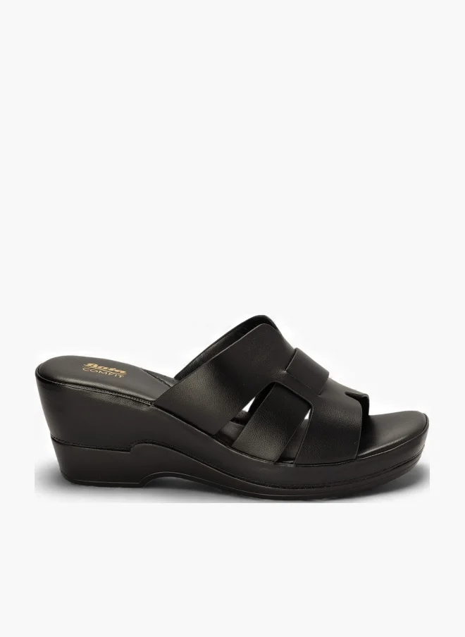 Bata Comfit Wedge Heel Slip-On Sandals with Overlapping Straps