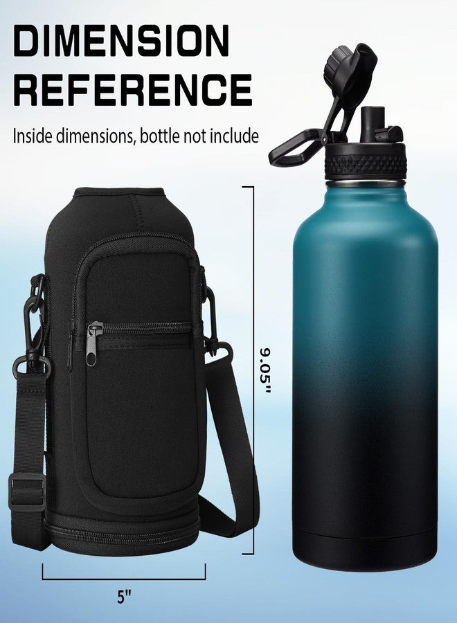 VICKNIY Water Bottle Sleeve with Pocket & Strap - 64 oz Insulated Water Bottles Carrier Bag with Strap, 2 Zip Pockets Neoprene Pouch, Water Jug Holder for Camping Travelling, Flask Accessory Carrying Case - Image 5