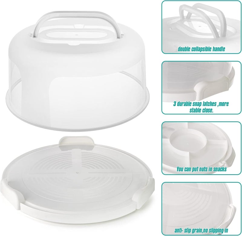CLAPONE Cake Carrier with Lid and Handle Cake Boxes Cupcake Containers for 11 inch Cake with 2 Handles Cupcake Holder Cake Transport Container Cake Pie Muffin Pizza Cake Stand Cupcake BoxesWhite - Image 3