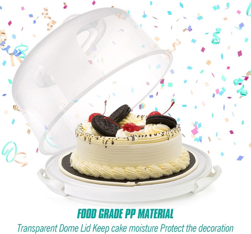 CLAPONE Cake Carrier with Lid and Handle Cake Boxes Cupcake Containers for 11 inch Cake with 2 Handles Cupcake Holder Cake Transport Container Cake Pie Muffin Pizza Cake Stand Cupcake BoxesWhite - Image 2