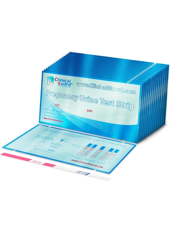 Clinical Guard Pregnancy Tests Strips - Sensitive & Accurate Measurement Within 5 mins - Early Detection Pregnancy Test Strip - Easy to Use for Home Tests - 100 HCG Test Strip Kit