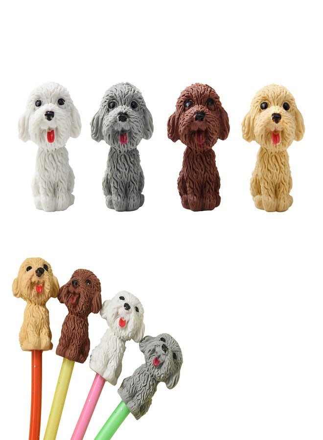 TDOCK 24Pcs Pencil Top Erasers for Kids, Dog Pencil Erasers Toppers Bulk, Cute Cap Erasers for Party Favors Classroom Rewards - Image 1