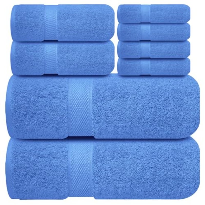 Premium Bath Towels Set - [Pack of 8] 100% Cotton Highly Absorbent 2 Bath Towels, 2 Hand Towels and 4 Washcloths - Hotel and Spa Quality Bath Towels for Bathroom (2 Bath Towels, 2 Hand Towels, 4 Washcloths) Soft and Absorbent Towels for Bathroom - Gym, Shower, Spa and Hotel Use - Image 2