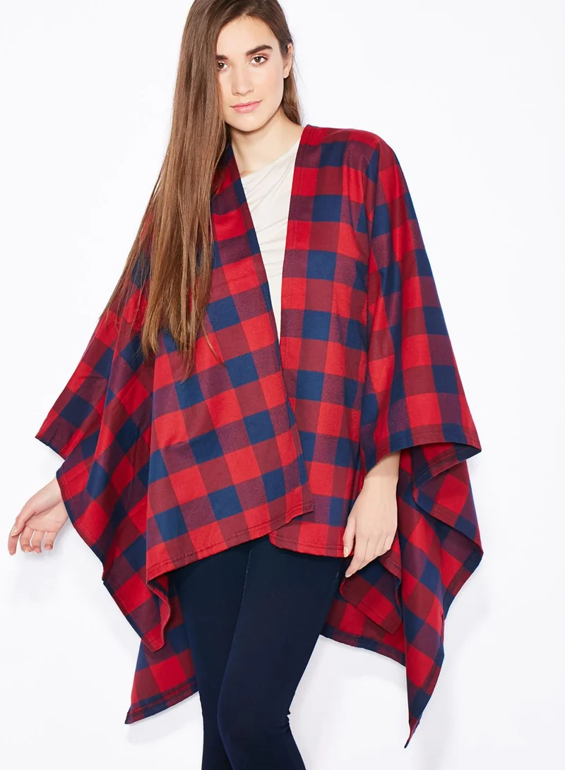 Ginger Checked Blanket Cape