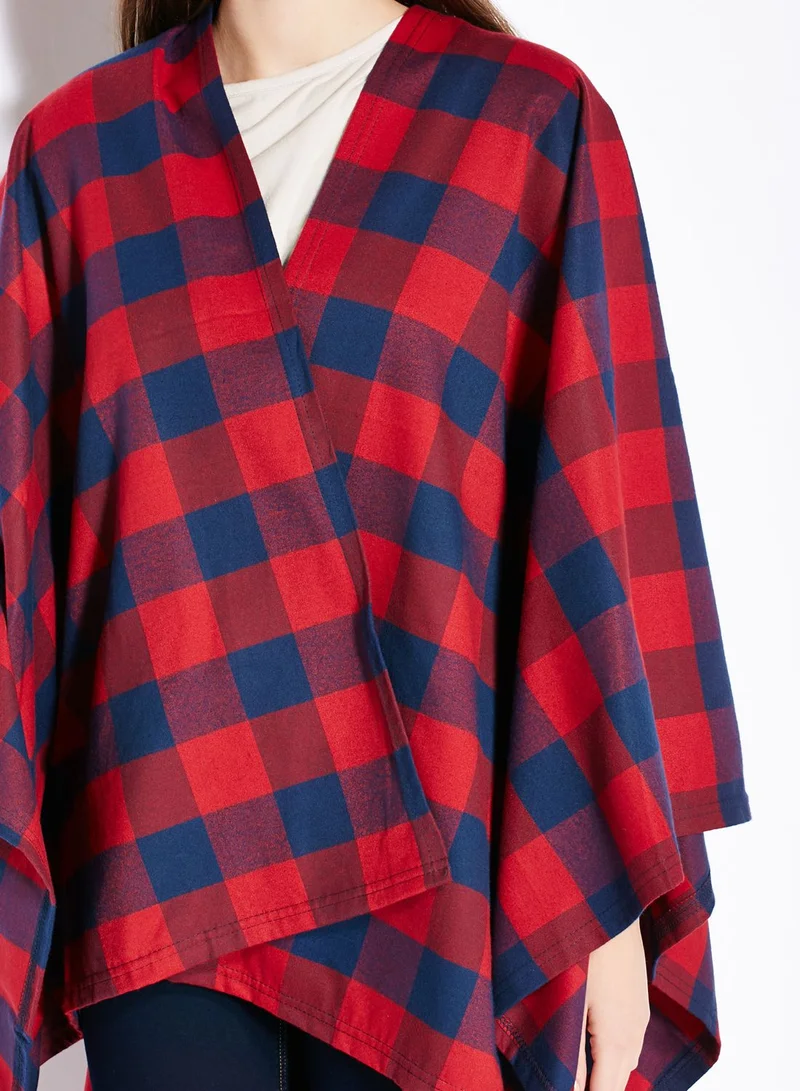 Ginger Checked Blanket Cape