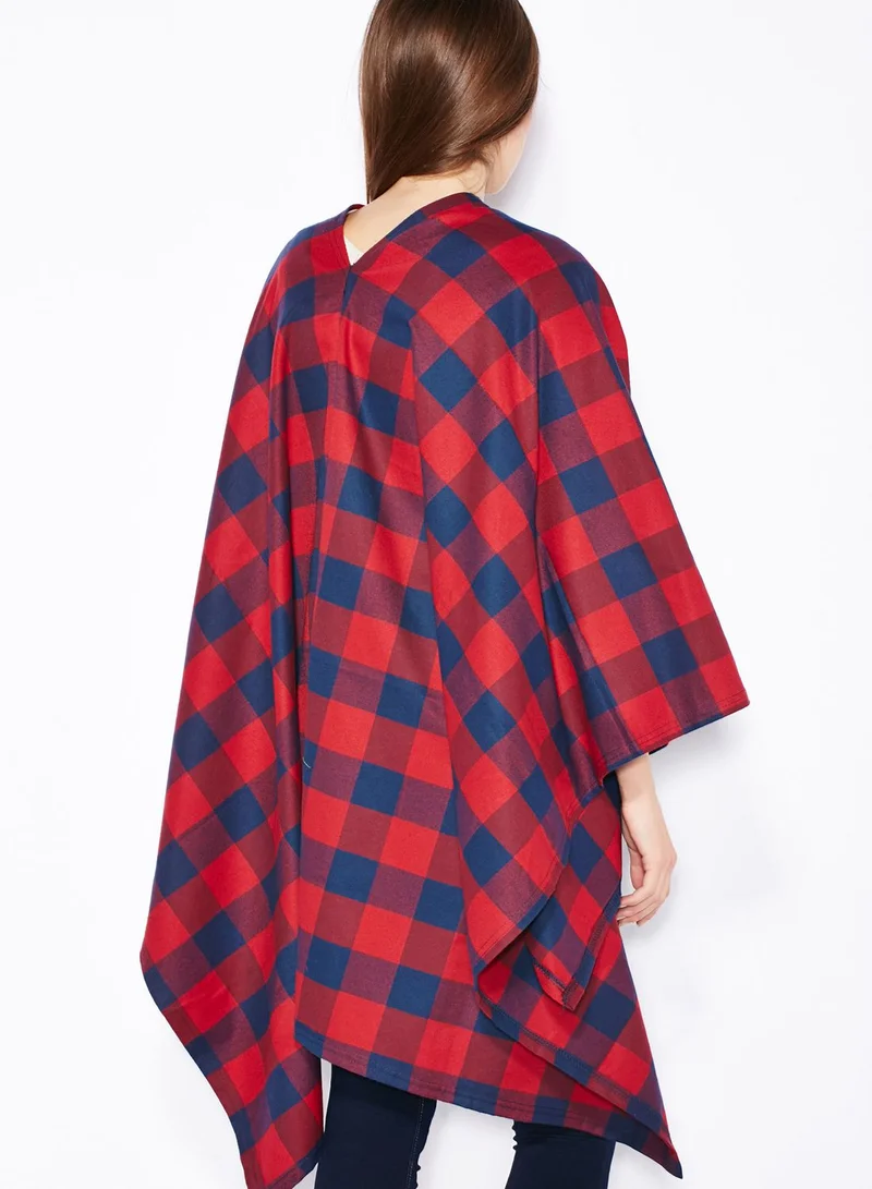 Ginger Checked Blanket Cape