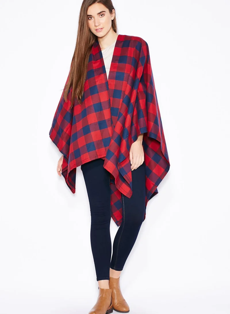 Ginger Checked Blanket Cape