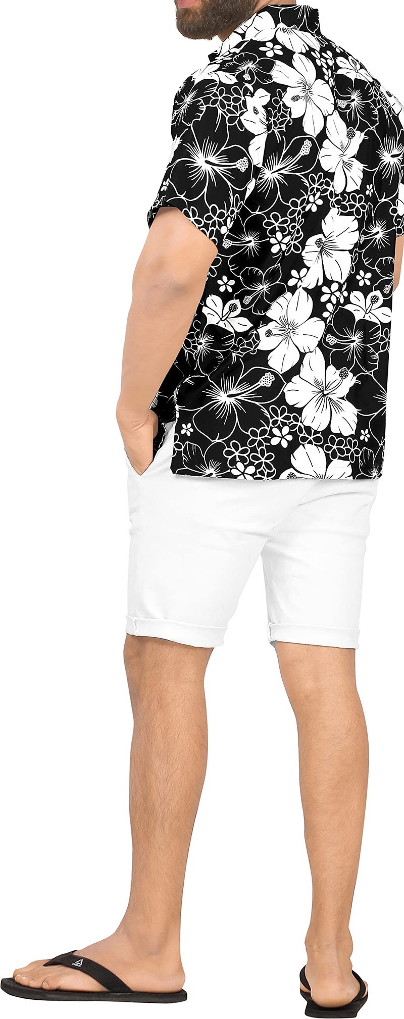 LA LEELA Mens Hawaiian Shirts Short Sleeve Button Down Shirt Floral Shirt Men Beach Casual Tropical Shirts for Men Funny XL Allover Hibiscus, Black - Image 3