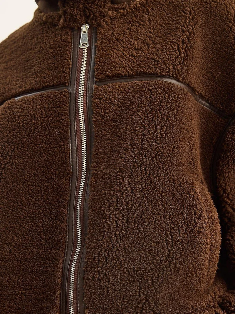 Bianco Lucci LUCCI Oversized Faux Fur Jacket