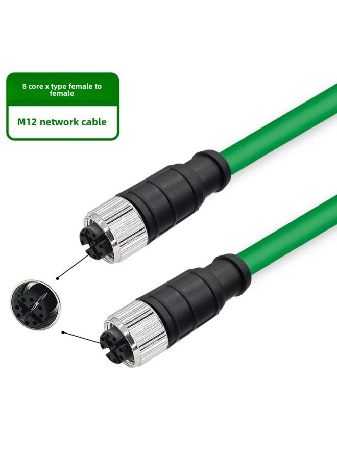 M12 To RJ45 Connector Profinet Industrial Network Cable Bus 4/8 Core Straight ADX Type High Flexibility Double Shield-Color:[straight 8-core X-shaped Female To Female—m12]-Line Length:5 M  - Image 1