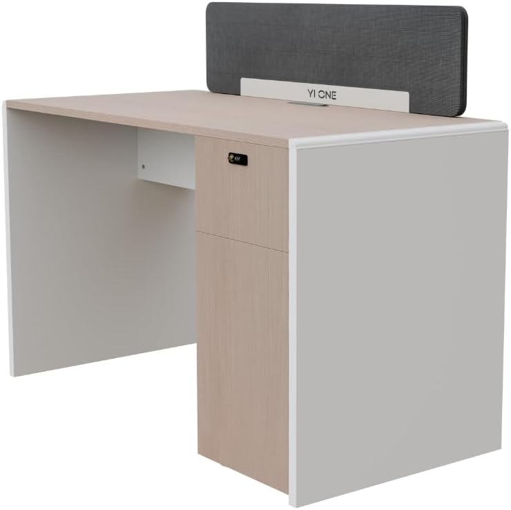 YI ONE Yione Single Office Desk with Partition & Drawer - Wooden Design Computer Table Workstation - Image 5