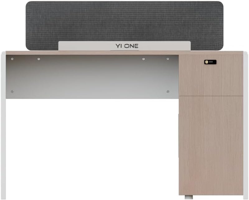 YI ONE Yione Single Office Desk with Partition & Drawer - Wooden Design Computer Table Workstation - Image 4