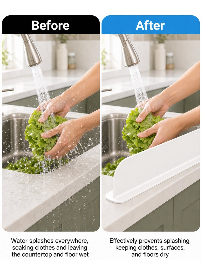 AceLuste Silicone Sink Suction Cup Splash Proof Guard, Sink Silicone Water Barrier Divider Panel, Sink Splash Baffle Splash Protector, Durable and Resistant Water Splashboard for Kitchen Bathroom Restaurant(White) - Image 5