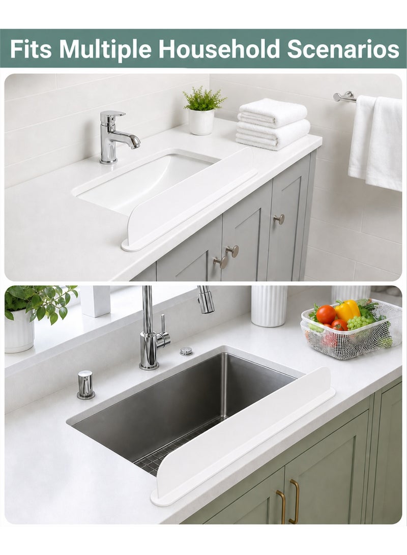 AceLuste Silicone Sink Suction Cup Splash Proof Guard, Sink Silicone Water Barrier Divider Panel, Sink Splash Baffle Splash Protector, Durable and Resistant Water Splashboard for Kitchen Bathroom Restaurant(White) - Image 4
