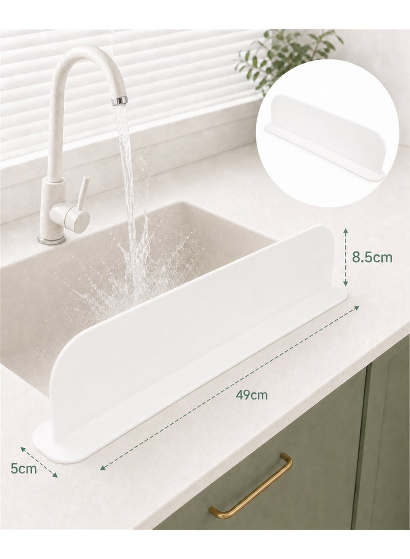 AceLuste Silicone Sink Suction Cup Splash Proof Guard, Sink Silicone Water Barrier Divider Panel, Sink Splash Baffle Splash Protector, Durable and Resistant Water Splashboard for Kitchen Bathroom Restaurant(White) - Image 3