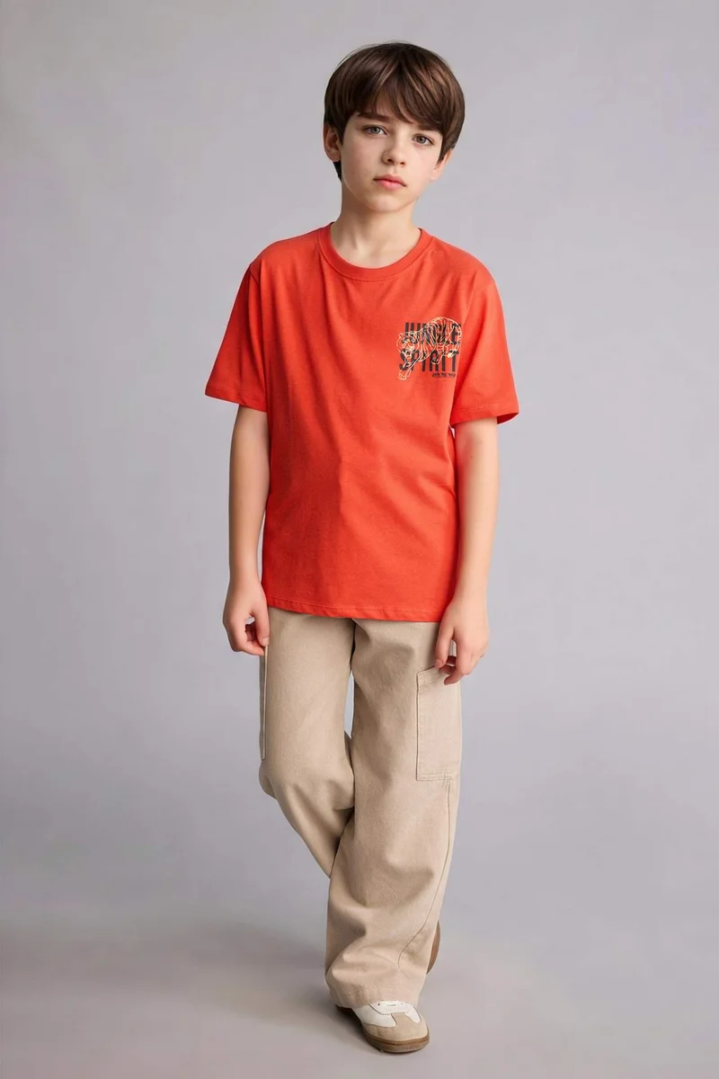 DeFacto Boy New Regular Fit Printed Short Sleeve T-Shirt