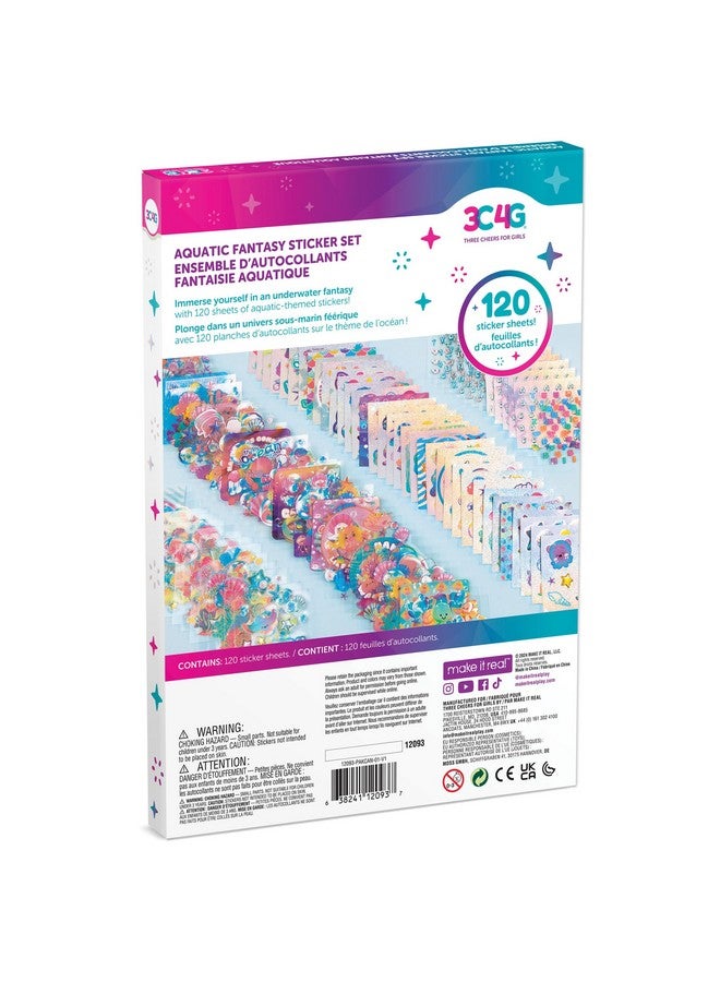 3C4G: Aquatic Fantasy Sticker Set - 120 Sheets w/ 1000+ Ocean-Inspired Stickers, Holographic Foil & Glitter Finishes, Three Cheers for Girls, Kids 6+ - Image 2