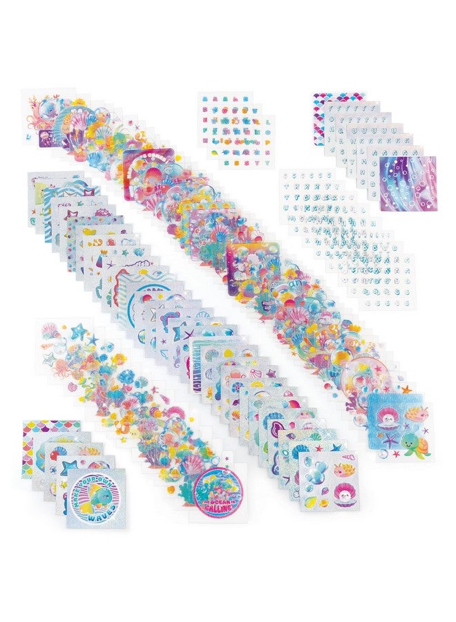 3C4G: Aquatic Fantasy Sticker Set - 120 Sheets w/ 1000+ Ocean-Inspired Stickers, Holographic Foil & Glitter Finishes, Three Cheers for Girls, Kids 6+ - Image 3
