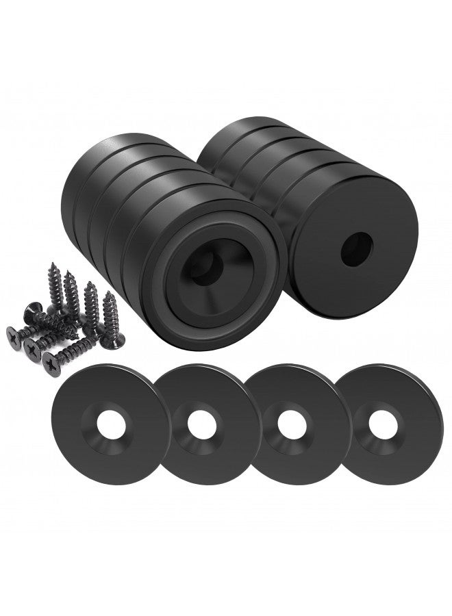 Magnetpro مغناطيس مغنتبرو 12 قطعة بقوة 25 رطل، مغناطيس قوي بحجم 0.79"*0.28" مع كبسولة فولاذية، مغناطيسات وعائية سوداء مع نظيرات سوداء وبراغي سوداء - Image 1