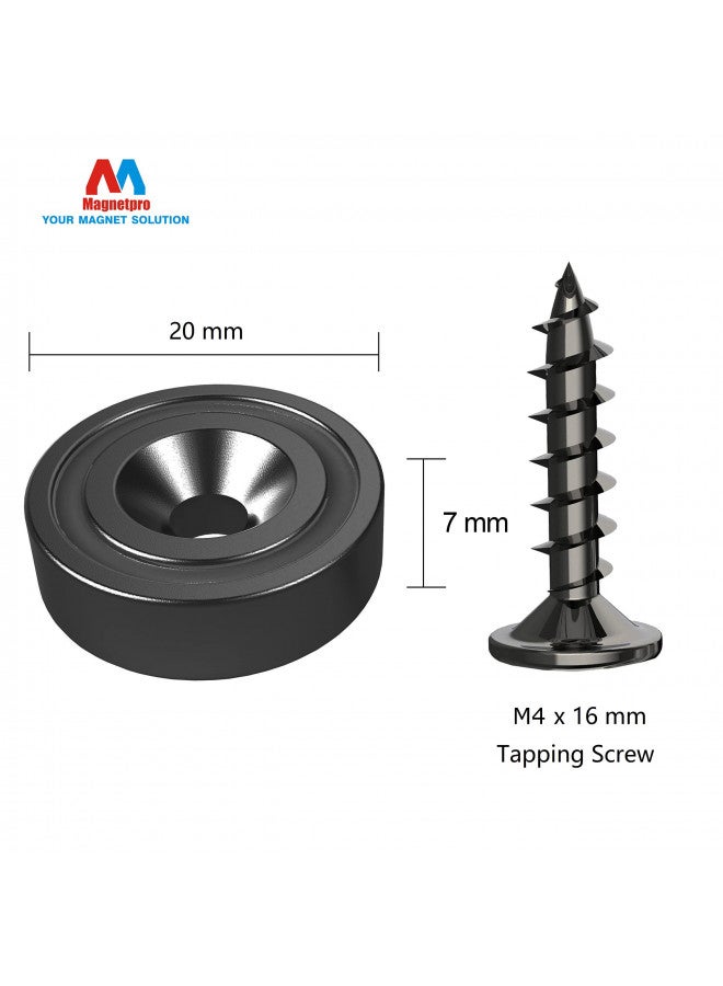 Magnetpro مغناطيس مغنتبرو 12 قطعة بقوة 25 رطل، مغناطيس قوي بحجم 0.79"*0.28" مع كبسولة فولاذية، مغناطيسات وعائية سوداء مع نظيرات سوداء وبراغي سوداء - Image 4