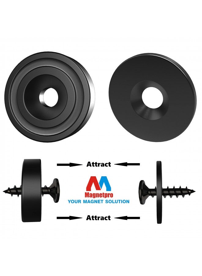 Magnetpro مغناطيس مغنتبرو 12 قطعة بقوة 25 رطل، مغناطيس قوي بحجم 0.79"*0.28" مع كبسولة فولاذية، مغناطيسات وعائية سوداء مع نظيرات سوداء وبراغي سوداء - Image 3