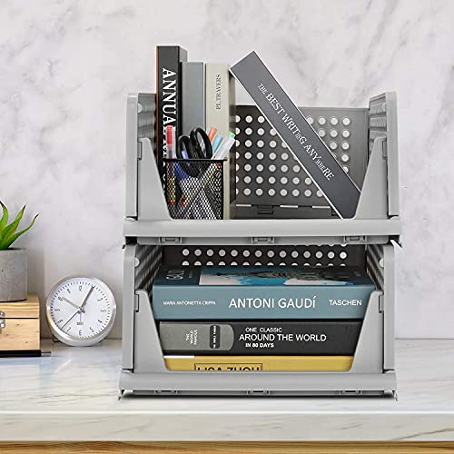 JEYANG Folding Wardrobe Organizer Plastic Stackable Clothe Closet Self Storage Container, Rectangular Cupboard for Kitchen, Home and Bathroom (Pack of 10 (Large Grey)) - Image 3