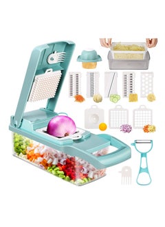 KASTWAVE 14 in 1 Vegetable Chopper, Multifunctional Mandoline Slicer Dicer Household Kitchen Manual Julienne Grater Cutter for Onion, Garlic, Carrot, Potato, Fruit, Salad Blue  - Image 1