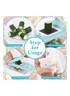 KASTWAVE 14 in 1 Vegetable Chopper, Multifunctional Mandoline Slicer Dicer Household Kitchen Manual Julienne Grater Cutter for Onion, Garlic, Carrot, Potato, Fruit, Salad Blue  - Image 4