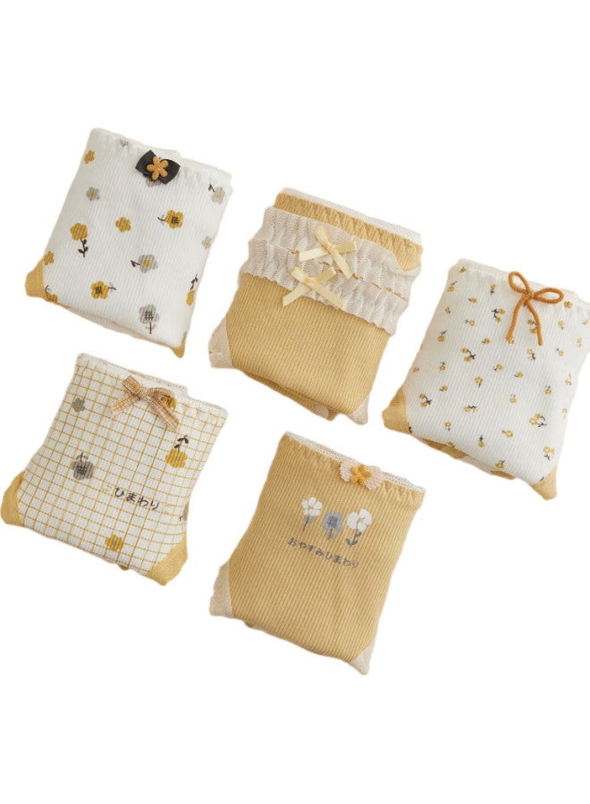 Modal 5-Pack Women'S Pure Cotton Crotch Cute Mid-Rise Teenage Underwear Fresh Student Ladies Triangle L - Image 3