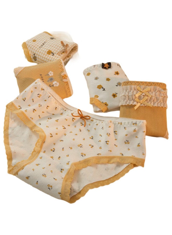 Modal 5-Pack Women'S Pure Cotton Crotch Cute Mid-Rise Teenage Underwear Fresh Student Ladies Triangle L - Image 1