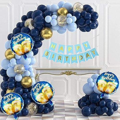 TOYXE Retro Blue Birthday Party Decoration Backdrop Arch Set of 102 Pcs - Image 1