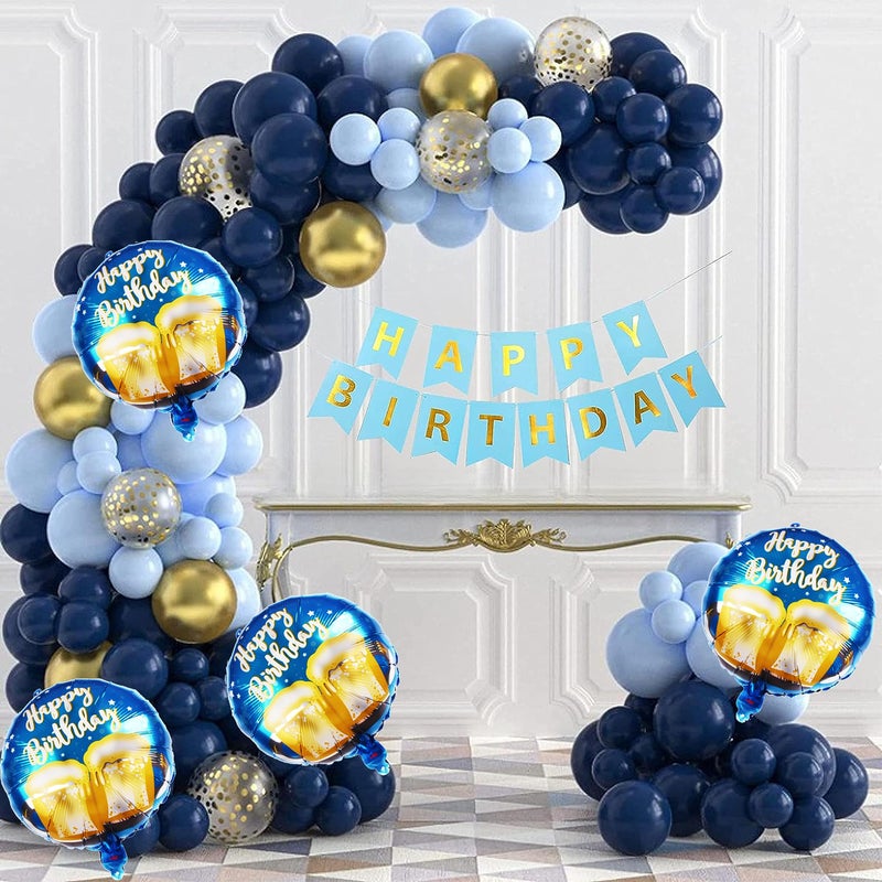 TOYXE Retro Blue Birthday Party Decoration Backdrop Arch Set of 102 Pcs - Image 4