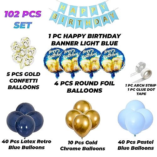TOYXE Retro Blue Birthday Party Decoration Backdrop Arch Set of 102 Pcs - Image 2