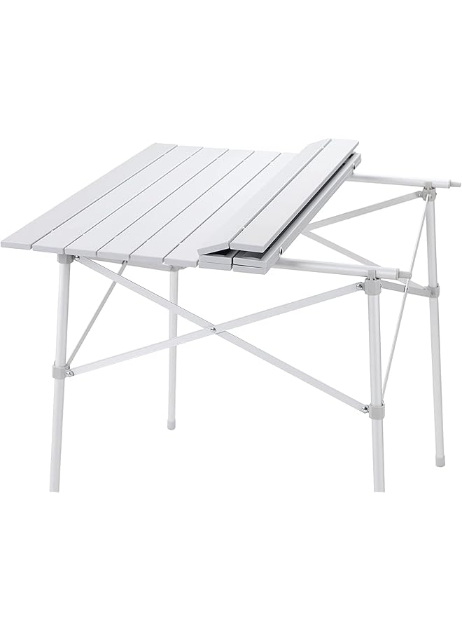 X spring Folding Camping Table 70x70cm Portable Outdoor Table with Adjustable Height Lightweight Aluminum Picnic Tables for Camping Beach and Backyard - Image 1