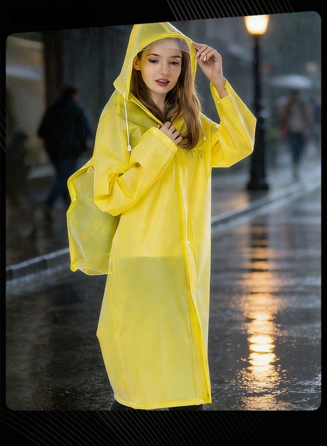 بلولانز معطف إيفا طويل وواقٍ من المطر للسفر الخارجي بغطاء للرأس مع مساحة لحقيبة دراسية أصفر - Image 1