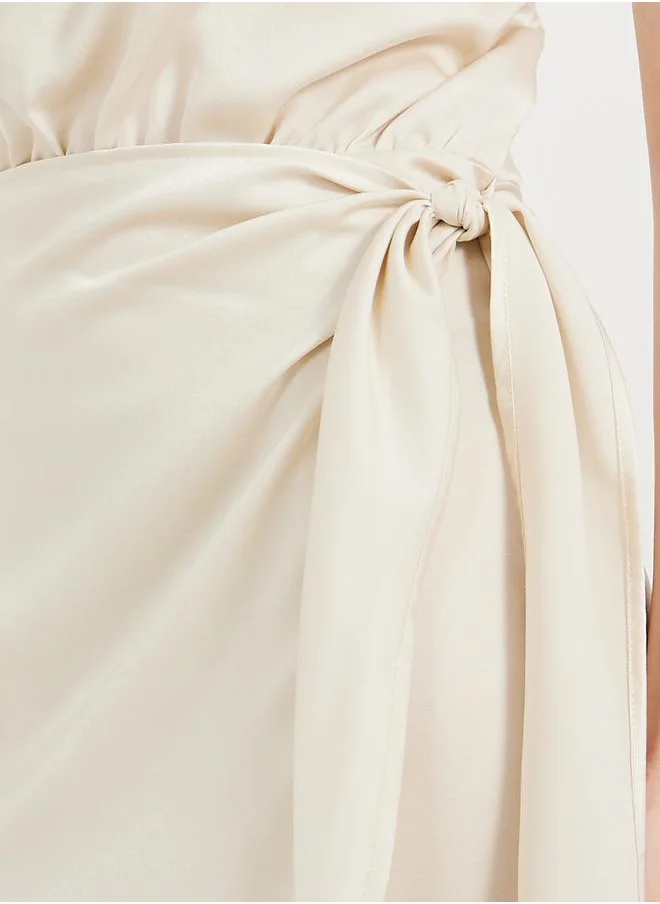 ستايلي Halter Neck Wrap Midi Dress with Tie Up Detail