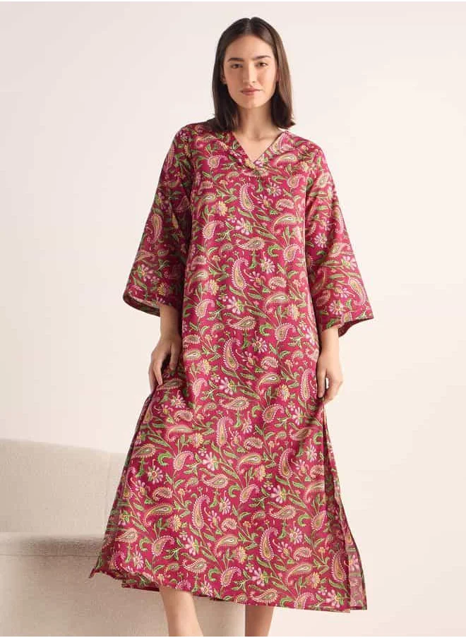 فاف Paisley Print Satin Night Dress