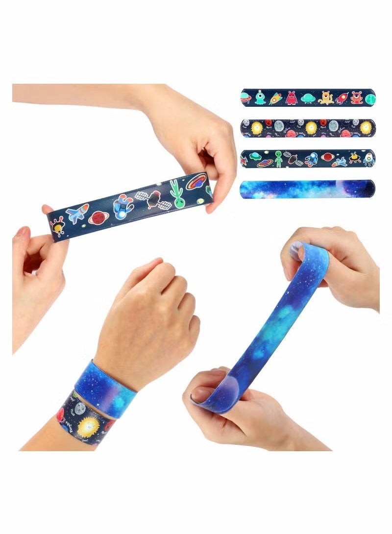 Space Slap Bracelets, 20 Pack Space Toys with Planet Design Kids Bracelets Snap Bands Class Prize Outer Space Party Decorations Favors for Teens Kids（The color is random）  - Image 3