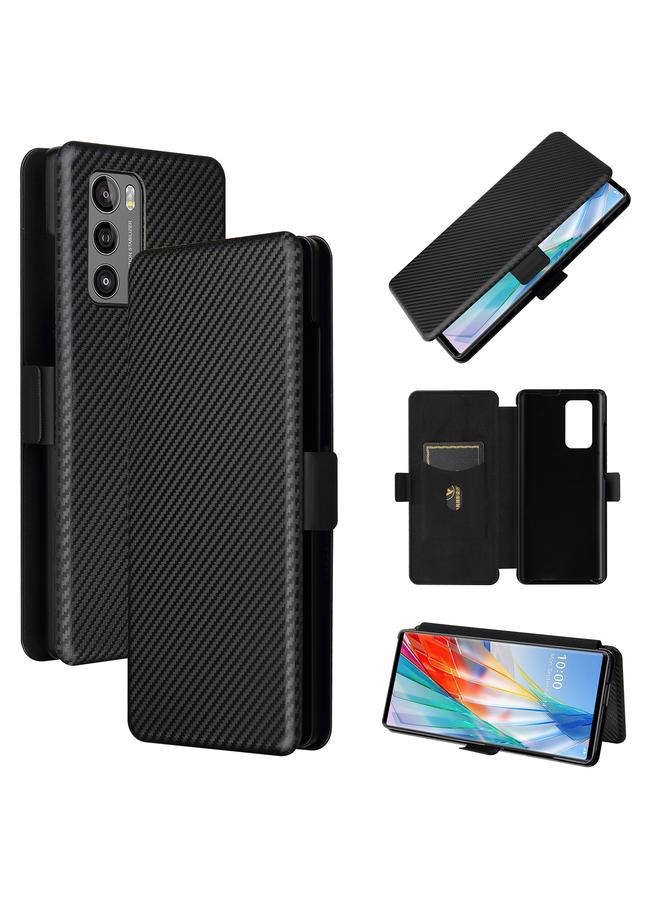 The Bros Case For LG Wing 5G with Buckle Carbon Fiber Texture Horizontal Flip TPU + PC + PU Leather Case with Card Slot