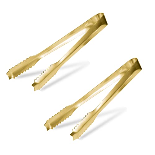 WAFJAMF Ice Tongs for Bucket,7 Inch Bar Serving Tongs, 304 Stainless Steel,-Plated-for Party Kitchen Restaurant (2-Pack) - Image 1
