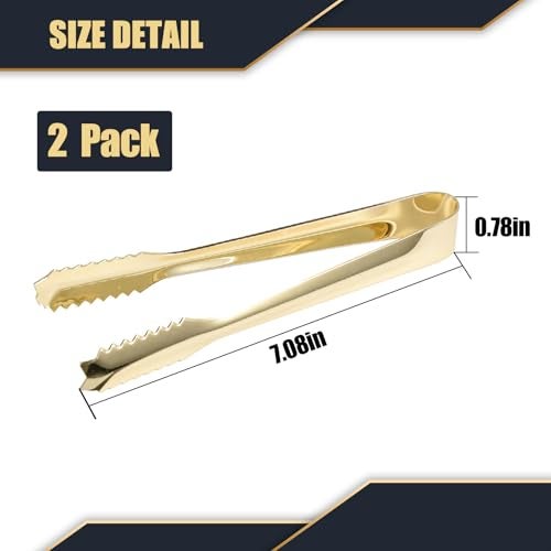 WAFJAMF Ice Tongs for Bucket,7 Inch Bar Serving Tongs, 304 Stainless Steel,-Plated-for Party Kitchen Restaurant (2-Pack) - Image 4