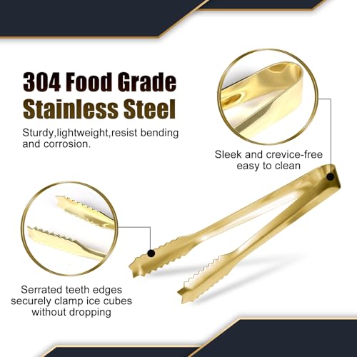 WAFJAMF Ice Tongs for Bucket,7 Inch Bar Serving Tongs, 304 Stainless Steel,-Plated-for Party Kitchen Restaurant (2-Pack) - Image 2